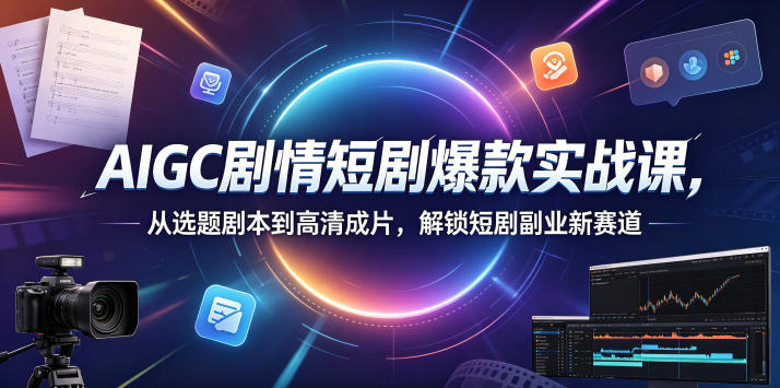 AIGC剧情短剧爆款实战课,从选题剧本到高清成片,解锁短剧副业新赛道-副业网