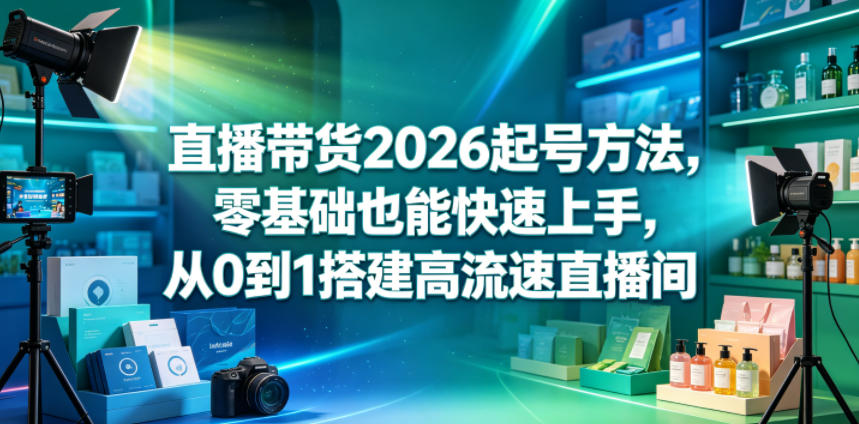 直播带货2026起号方法，零基础也能快速上手，从0到1搭建高流速直播间-副业网