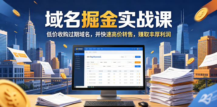 域名交易掘金实战课，低价收购过期域名，并快速高价转售，賺取丰厚利润【原创双语字幕】-副业网