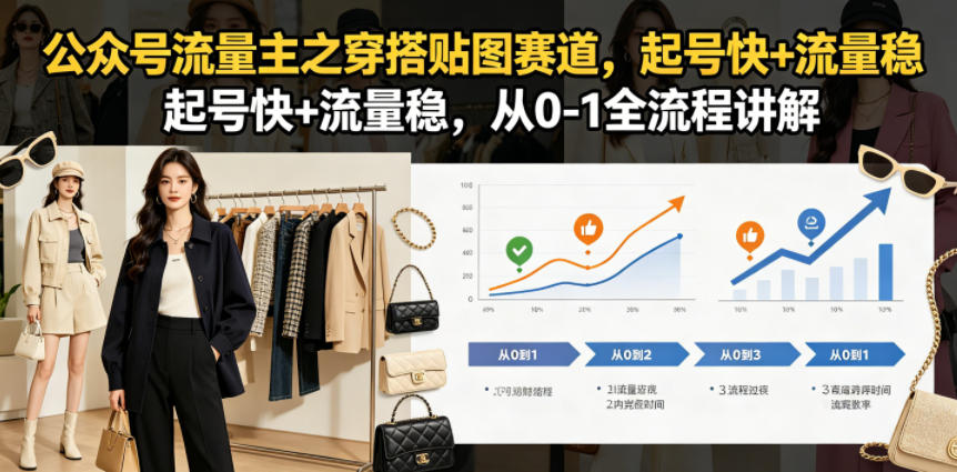 公众号流量主之穿搭贴图赛道，起号快+流量稳，从0-1全流程讲解-副业网