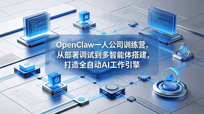 OpenClaw 一人公司训练营,从部署调试到多智能体搭建,打造全自动 AI 工作引擎-副业网