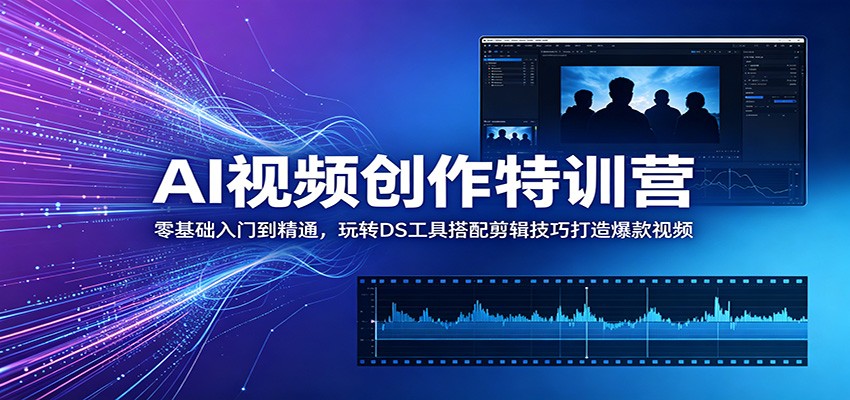 AI视频创作特训营：零基础入门到精通，玩转DS工具搭配剪辑技巧打造爆款视频-副业网