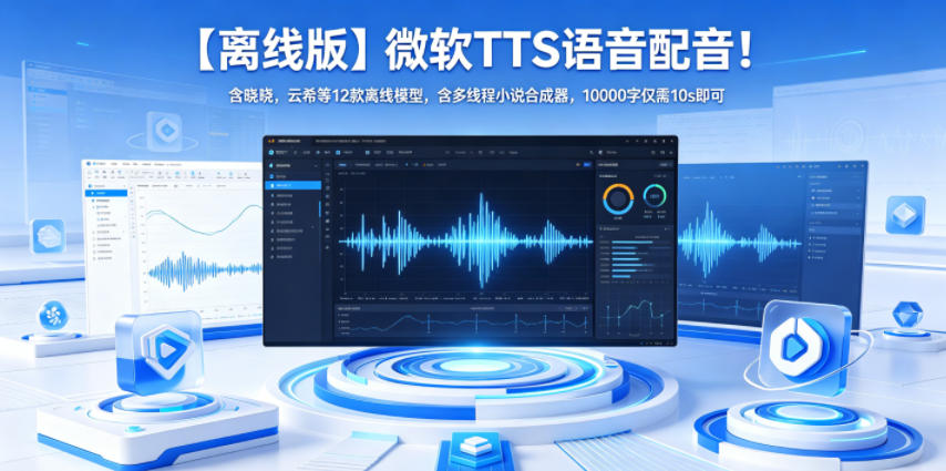 【离线版】微软TTS语音配音！含晓晓，云希等12款离线模型，含多线程小说合成器，10000字仅需10s即可-副业网