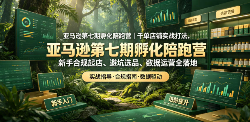 亚马逊第七期孵化陪跑营｜千单店铺实战打法，新手合规起店、避坑选品、数据运营全落地-副业网
