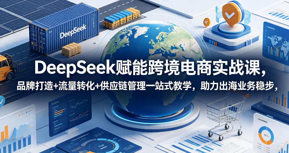 DeepSeek赋能跨境电商实战课,品牌打造+流量转化+供应链管理一站式教学,助力出海业务稳步发展-副业网