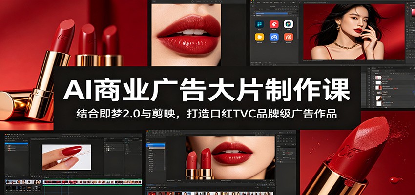 AI商业广告大片制作课：结合即梦2.0与剪映，打造口红TVC品牌级广告作品-副业网