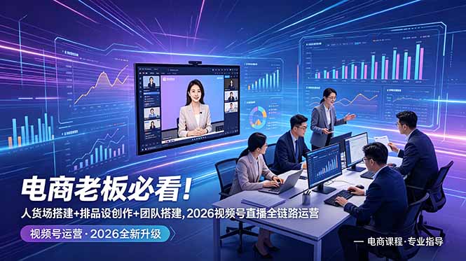 电商老板必看！人货场搭建+排品设计+素材创作+团队搭建，2026视频号直播全链路运营-副业网
