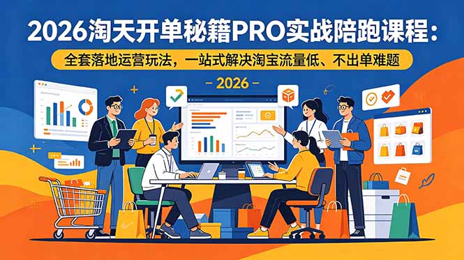 2026淘天开单秘籍PRO实战陪跑课程：全套落地运营玩法，一站式解决淘宝流量低、不出单难题-副业网